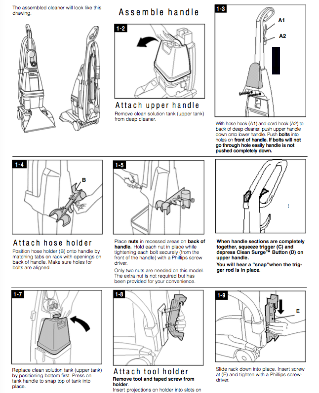 Hoover steamvac instructions for use